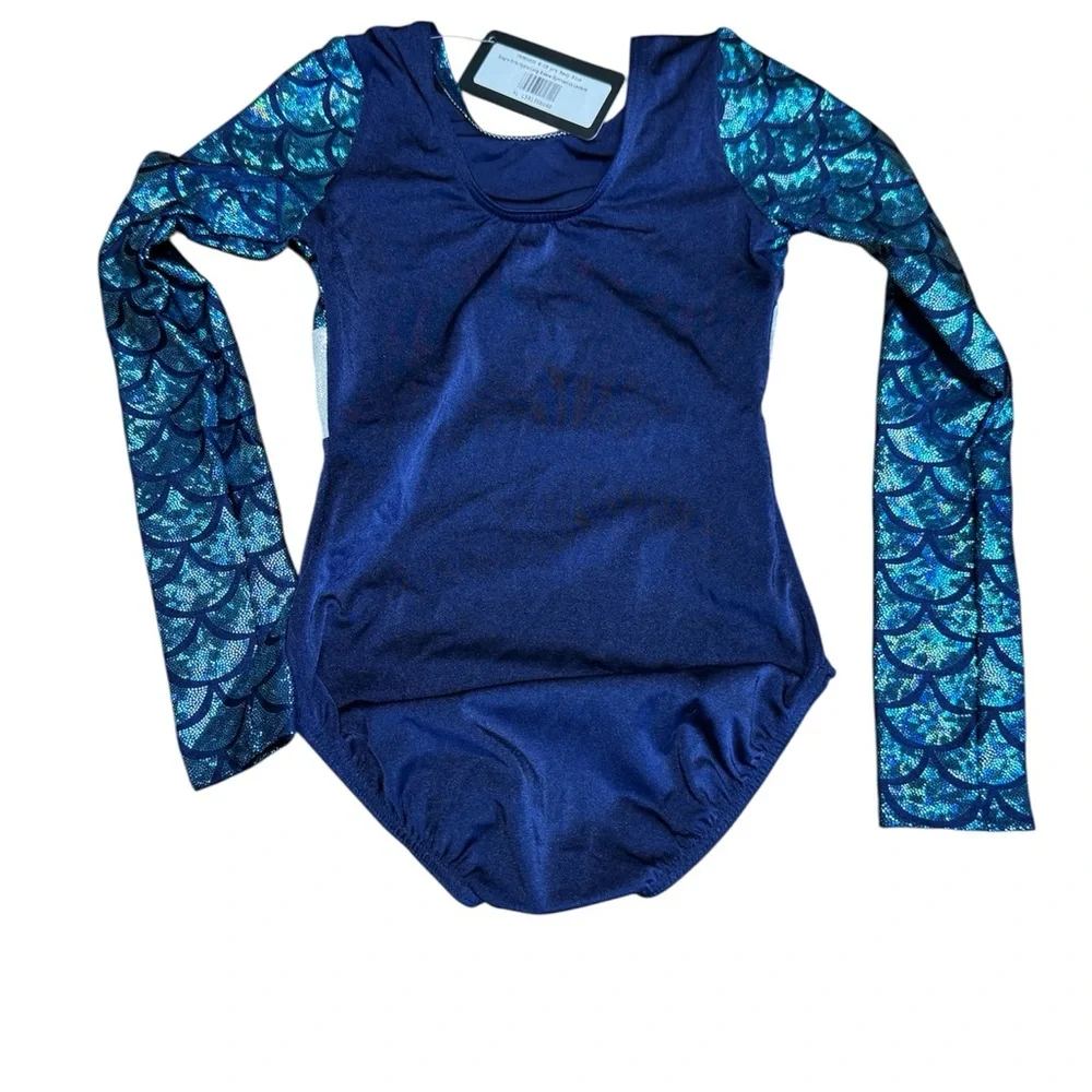 NWT Alegra Girls Long Sleeve Gymnastics Leotard SZ 8-10